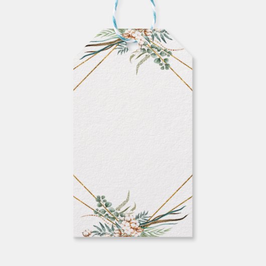 Greenery Boho Glitzer Frame Script Wedding Willkom Geschenkanhänger (Rückseite)