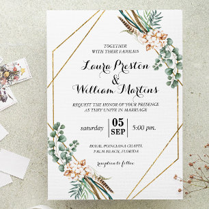 Greenery Boho Glitzer Geometric Frame Wedding Einladung
