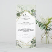 Greenery boho gold geometric watercolour wedding menükarte (Stehend Vorderseite)