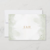 Greenery boho gold geometric watercolour wedding RSVP karte (Rückseite)