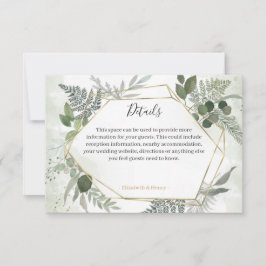 Greenery boho gold geometric wedding details RSVP karte
