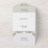 Greenery Boho Sage und Gold Geometric Wedding All In One Einladung (Außenbereich)