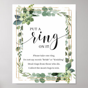 Greenery boho Succulent Setzen Sie einen Ring auf  Poster