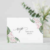 Greenery Boho Tropical Floral w Meal RSVP Card (Stehend Vorderseite)