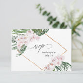 Greenery Boho Tropical Floral w Meal RSVP Card 3 (Stehend Vorderseite)