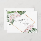 Greenery Boho Tropical Floral w Meal RSVP Card 3 (Vorne/Hinten)