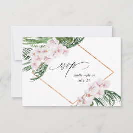 Greenery Boho Tropical Floral w Meal RSVP Card 3