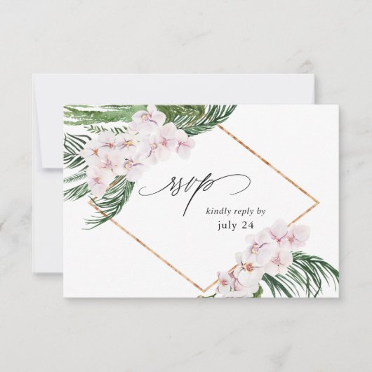 Greenery Boho Tropical Floral w Meal RSVP Card 3 Karte (Vorderseite)