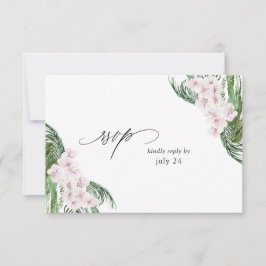 Greenery Boho Tropical Floral w Meal RSVP Card Karte