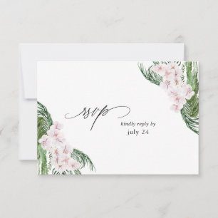 Greenery Boho Tropical Floral w Meal RSVP Card Karte