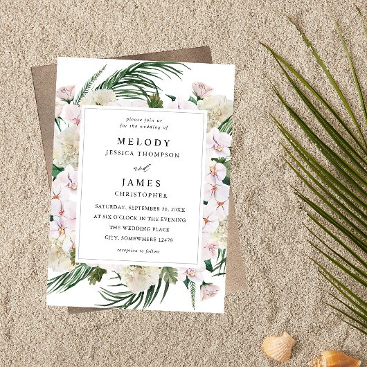 Greenery Boho Tropical Floral Wedding Einladung
