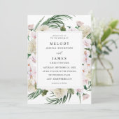 Greenery Boho Tropical Floral Wedding Einladung (Stehend Vorderseite)