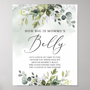 Greenery boho wie groß ist Mama's Bauch-Schild-Spi Poster