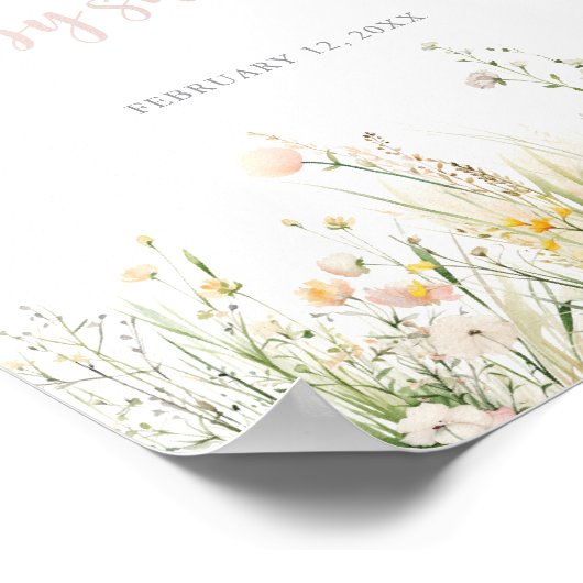 Greenery Boho Wildblume Babydusche Willkommen Poster (Ecke)