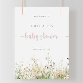 Greenery Boho Wildblume Babydusche Willkommen Poster