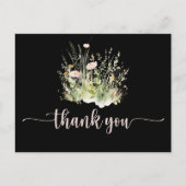 Greenery Boho Wildblume Black Danke Postcard Postkarte (Vorderseite)