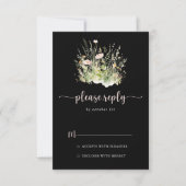 Greenery Boho Wildblume Black UAWG RSVP Karte (Vorderseite)