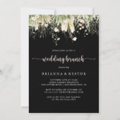 Greenery Boho Wildblume Black Wedding Brunch Einladung (Vorderseite)