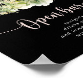 Greenery Boho Wildblume Black Wedding Open Bar Poster (Ecke)