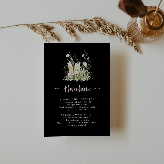 Greenery Boho Wildblume Black Wedding Route Begleitkarte