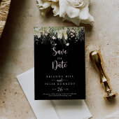 Greenery Boho Wildblume Black Wedding Save The Date