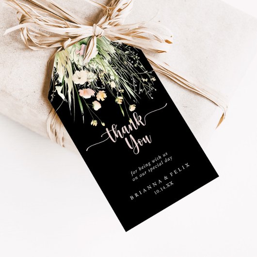 Greenery Boho Wildblume Black Wedding Vielen Dank Geschenkanhänger
