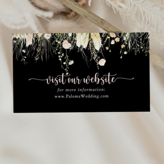 Greenery Boho Wildblume Black Wedding Website Begleitkarte