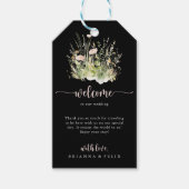 Greenery Boho Wildblume Black Wedding Willkommen Geschenkanhänger (Vorderseite)