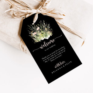 Greenery Boho Wildblume Black Wedding Willkommen Geschenkanhänger