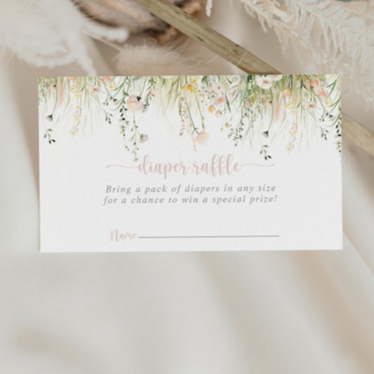 Greenery Boho Wildblume Diaper Raffle Ticket Begleitkarte