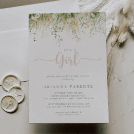 Greenery Boho Wildblume Es ist eine Girl Baby Dusc Einladung