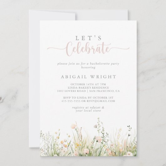 Greenery Boho Wildblume Feiern wir Party Einladung (Vorderseite)