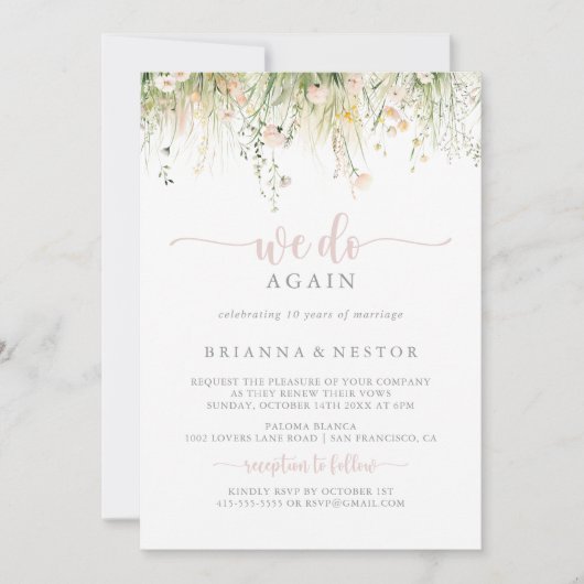 Greenery Boho Wildblume machen wir wieder Vow Erne Einladung (Vorderseite)