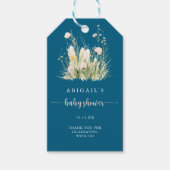 Greenery Boho Wildblume Navy Baby Shower Geschenkanhänger (Vorderseite)