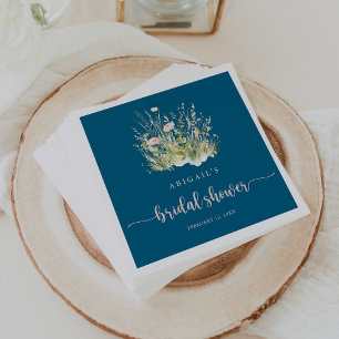 Greenery Boho Wildblume Navy Brautparty Serviette