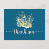 Greenery Boho Wildblume Navy Danke Postcard Postkarte (Vorderseite)