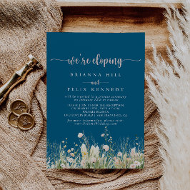Greenery Boho Wildblume Navy Elopement Empfang Einladung