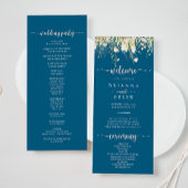 Greenery Boho Wildblume Navy Hochzeitsprogramm Programm