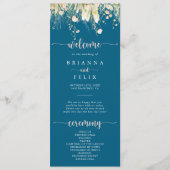Greenery Boho Wildblume Navy Hochzeitsprogramm Programm (Vorderseite)