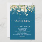Greenery Boho Wildblume Navy Probe Dinner Einladung (Vorderseite)