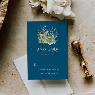 Greenery Boho Wildblume Navy UAWG RSVP Karte
