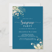 Greenery Boho Wildblume Navy Überraschungs-Party Einladung (Vorderseite)