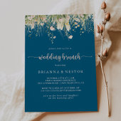 Greenery Boho Wildblume Navy Wedding Brunch Einladung