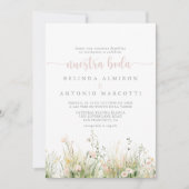 Greenery Boho Wildblume Nuestra Boda Wedding Einladung (Vorderseite)