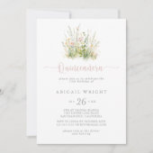Greenery Boho Wildblume Quinceañera Einladung (Vorderseite)