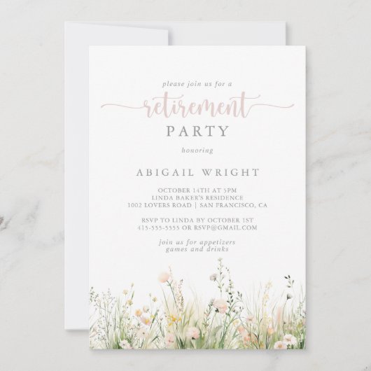 Greenery Boho Wildblume Retirement Party Einladung (Vorderseite)