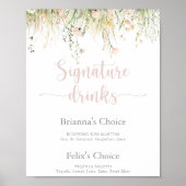 Greenery Boho Wildblume Signature Drinks unterzeic Poster (Vorne)