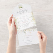Greenery Boho Wildblume Wedding All In One Einladung (Abreißen)