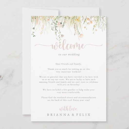 Greenery Boho Wildblume Wedding Begrüßungsbrief (Vorderseite)