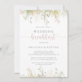Greenery Boho Wildblume Wedding Breakfast Einladung (Vorderseite)